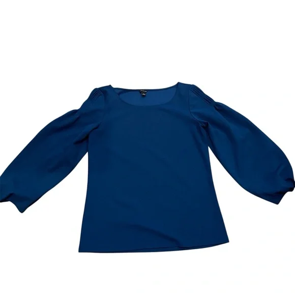 Ann Taylor Teal Ruched Sleeve Long Sleeve Boat Neck Blouse Top Women’s Small - Picture 2 of 4